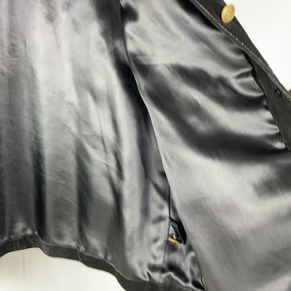 Bob Mackie Gold Embroidered Black Leather Suede Jacket - Picture 9 of 9